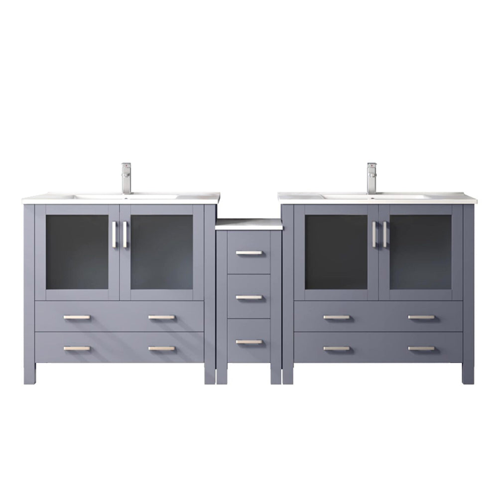 Lexora Volez 84 in. Dark Grey Double Sink Bath Vanity