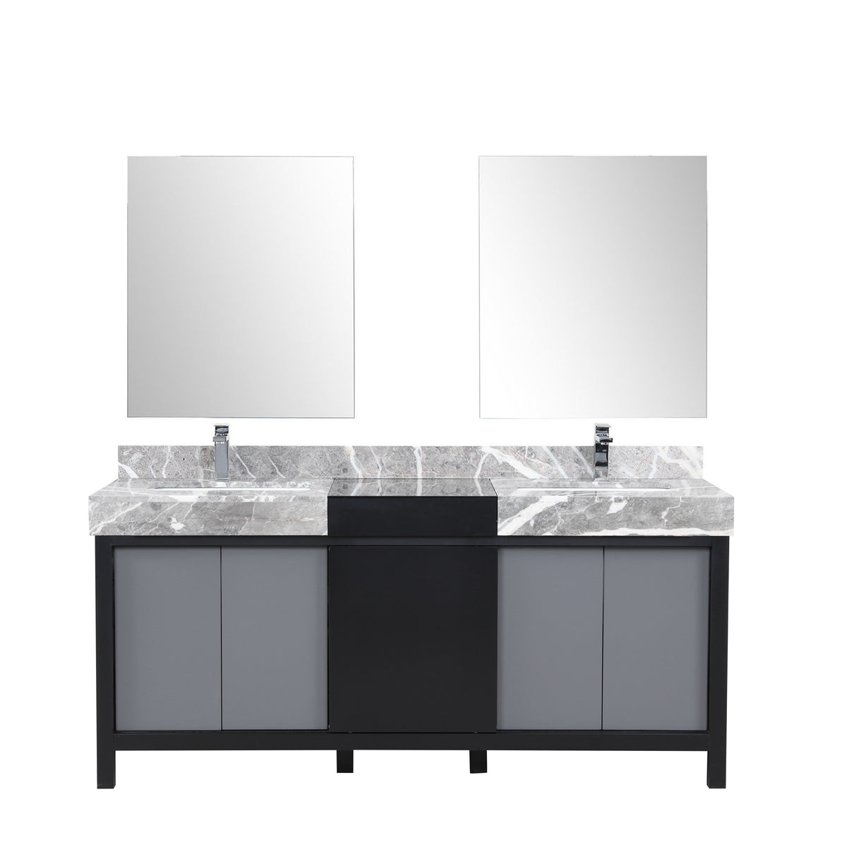 Lexora Zilara 72 in. Black and Grey Double Sink Bath Vanity
