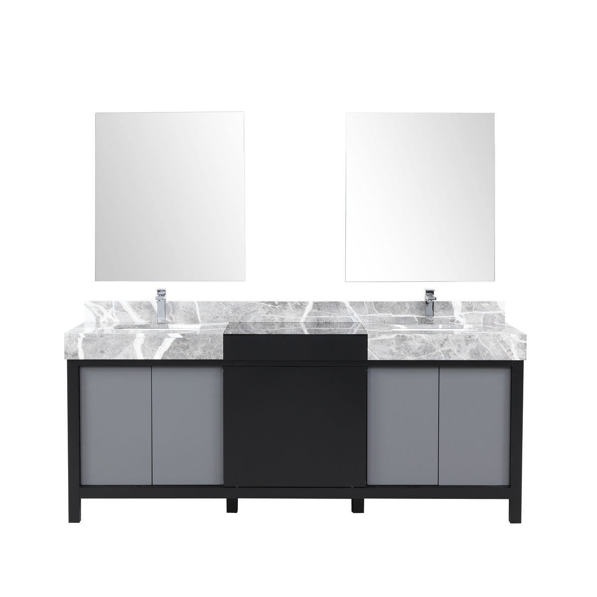 Lexora Zilara 80 in. Black and Grey Double Sink Bath Vanity