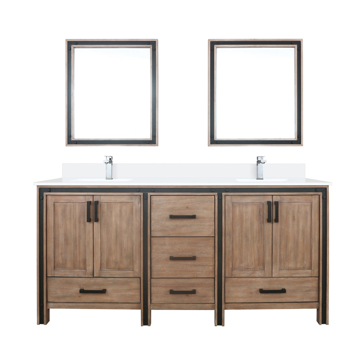 Lexora Ziva 72 in. Rustic Barnwood Double Sink Bath Vanity