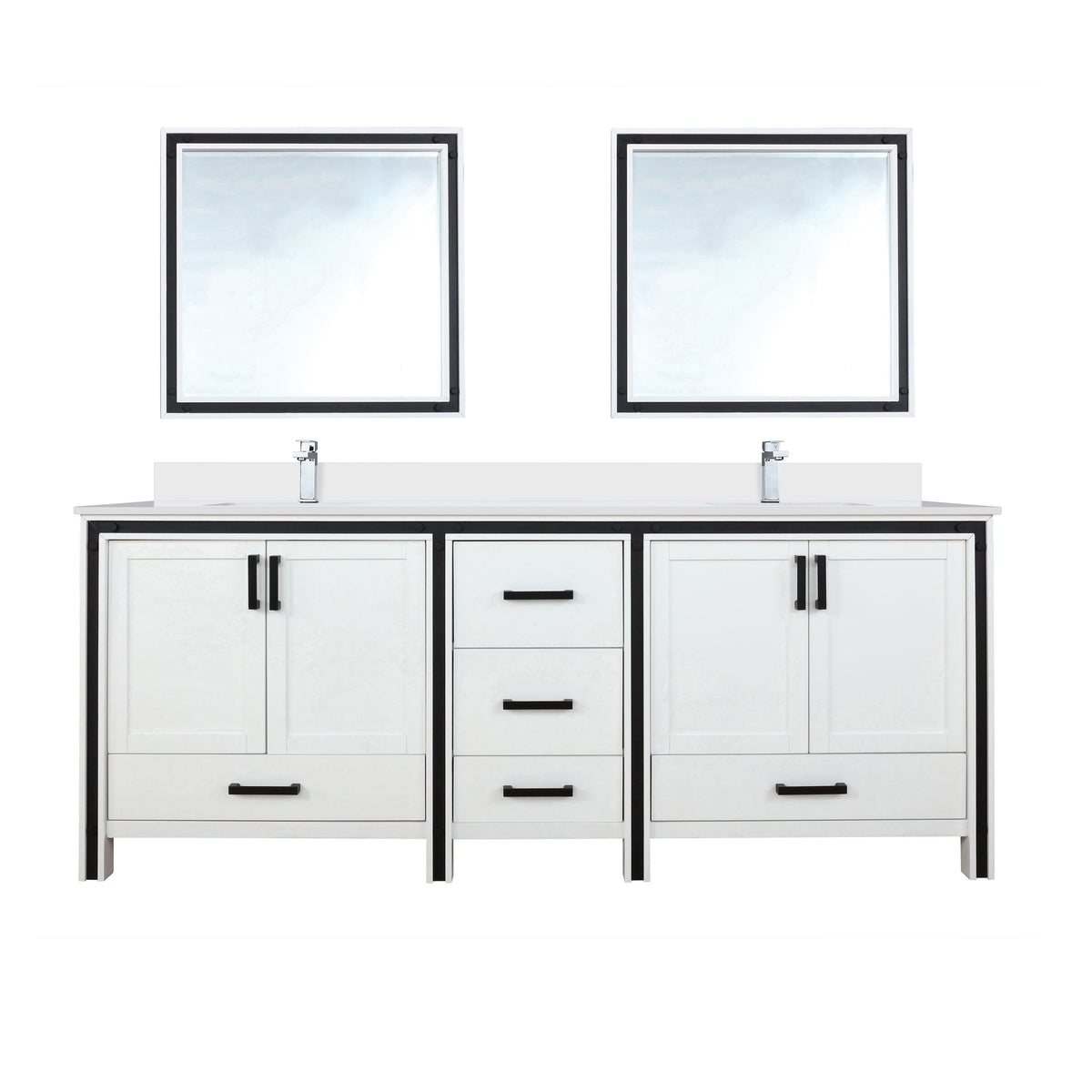 Lexora Ziva 84 in. White Double Sink Bath Vanity