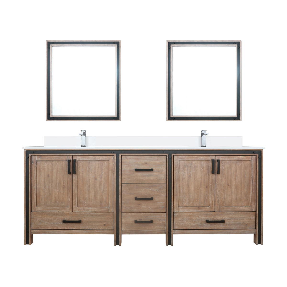 Lexora Ziva 84 in. Rustic Barnwood Double Sink Bath Vanity