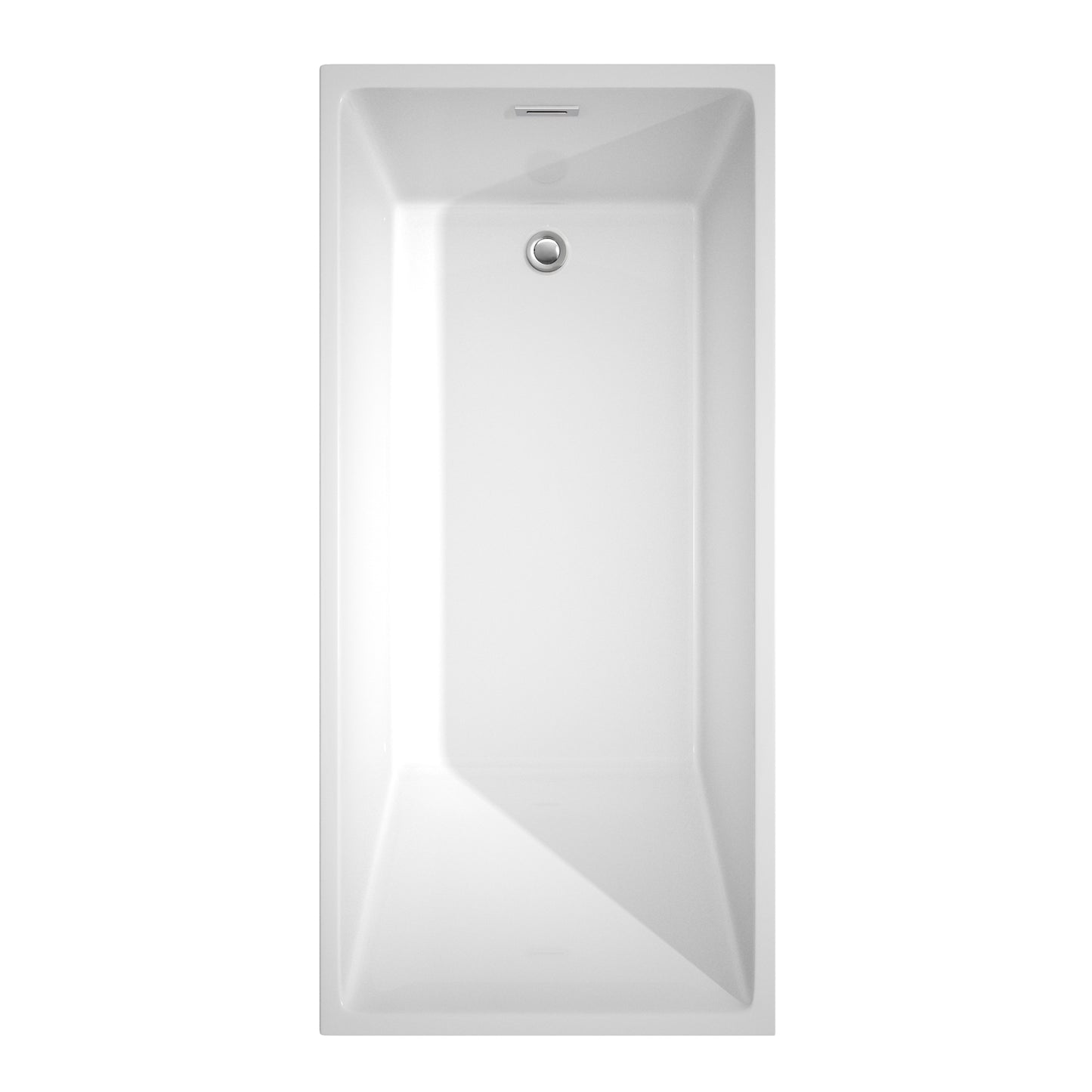 Hannah 67 Inch Freestanding Bathtub in White with Floor Mounted Faucet, Drain and Overflow Trim in Polished Chrome