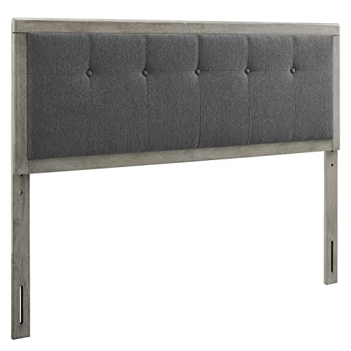 Modway Draper Tufted Queen Fabric and Wood Headboard in Gray Charcoal