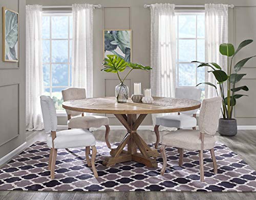 Modway Stitch 71" Rustic Farmhouse Wood Round Kitchen and Dining Room Table, Brown