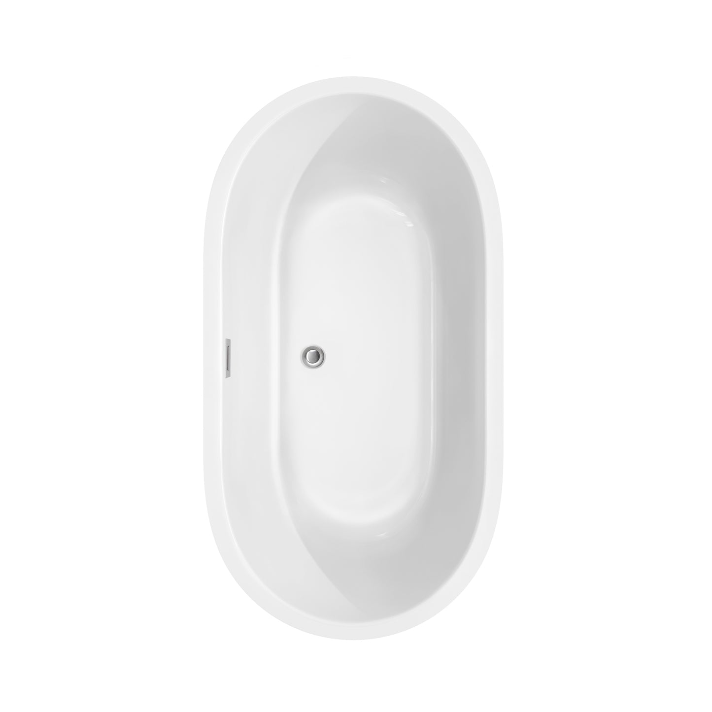 Juliette 60 Inch Freestanding Bathtub in White with Floor Mounted Faucet, Drain and Overflow Trim in Polished Chrome