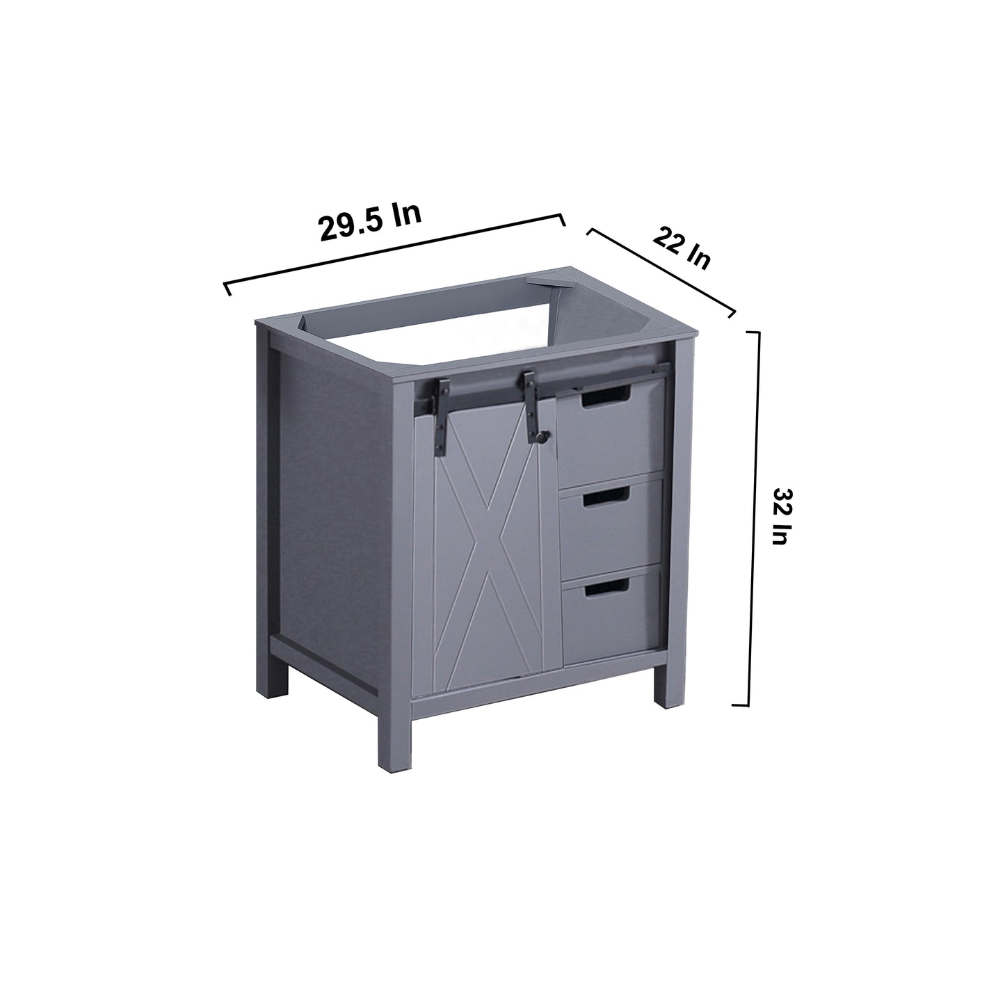 Marsyas 30" Dark Grey Vanity Cabinet Only
