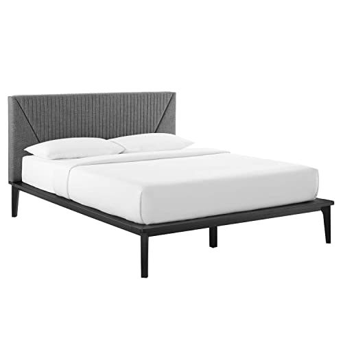 Modway Dakota Upholstered Queen Platform Bed with Black Gray MOD-6670-BLK-GRY