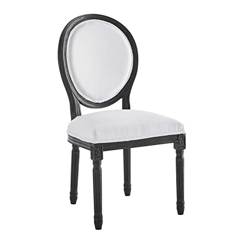 Modway Emanate French Vintage Upholstered Fabric Dining Chair in Black White