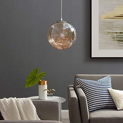 Modway Fairy 8" Amber Glass Globe Ceiling Light Pendant Chandelier