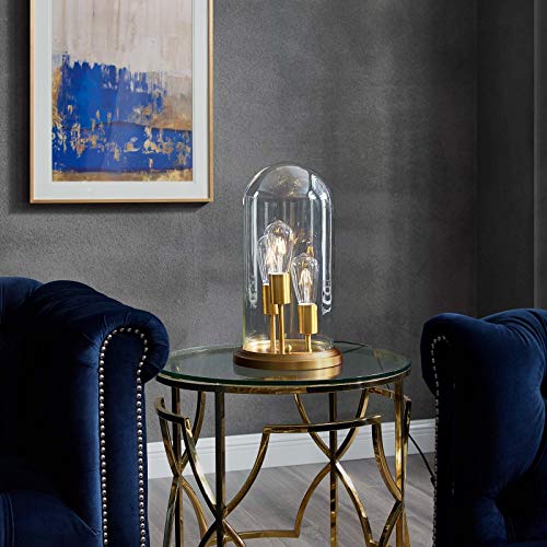 Modway Admiration Vintage Brass Metal and Glass Cloche End Table Lamp