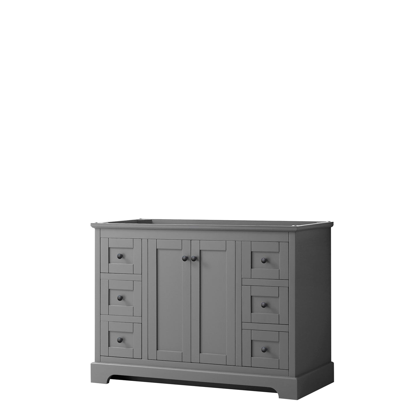 Avery 48 Inch Single Bathroom Vanity in Dark Gray, No Countertop, No Sink, Matte Black Trim