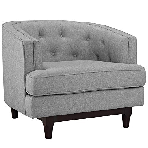 Modway Coast Fabric Upholstered Fabric Contemporary Modern Accent Arm Lounge Chair in Beige