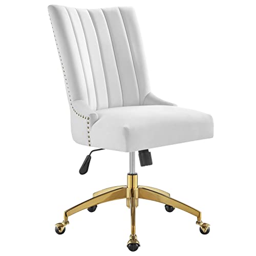 Modway Empower Channel Tufted Performance Velvet Office Chair in Gold White