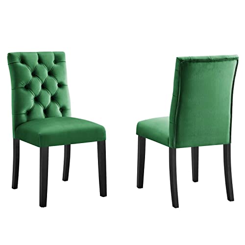 Modway Duchess Velvet Set of 2 Dining Chairs with Emerald Finish EEI-5011-EME