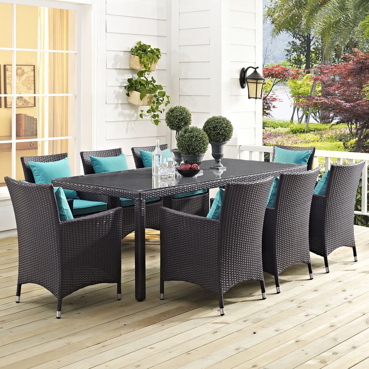 Modway Convene 82" Outdoor Patio Dining Table in Espresso