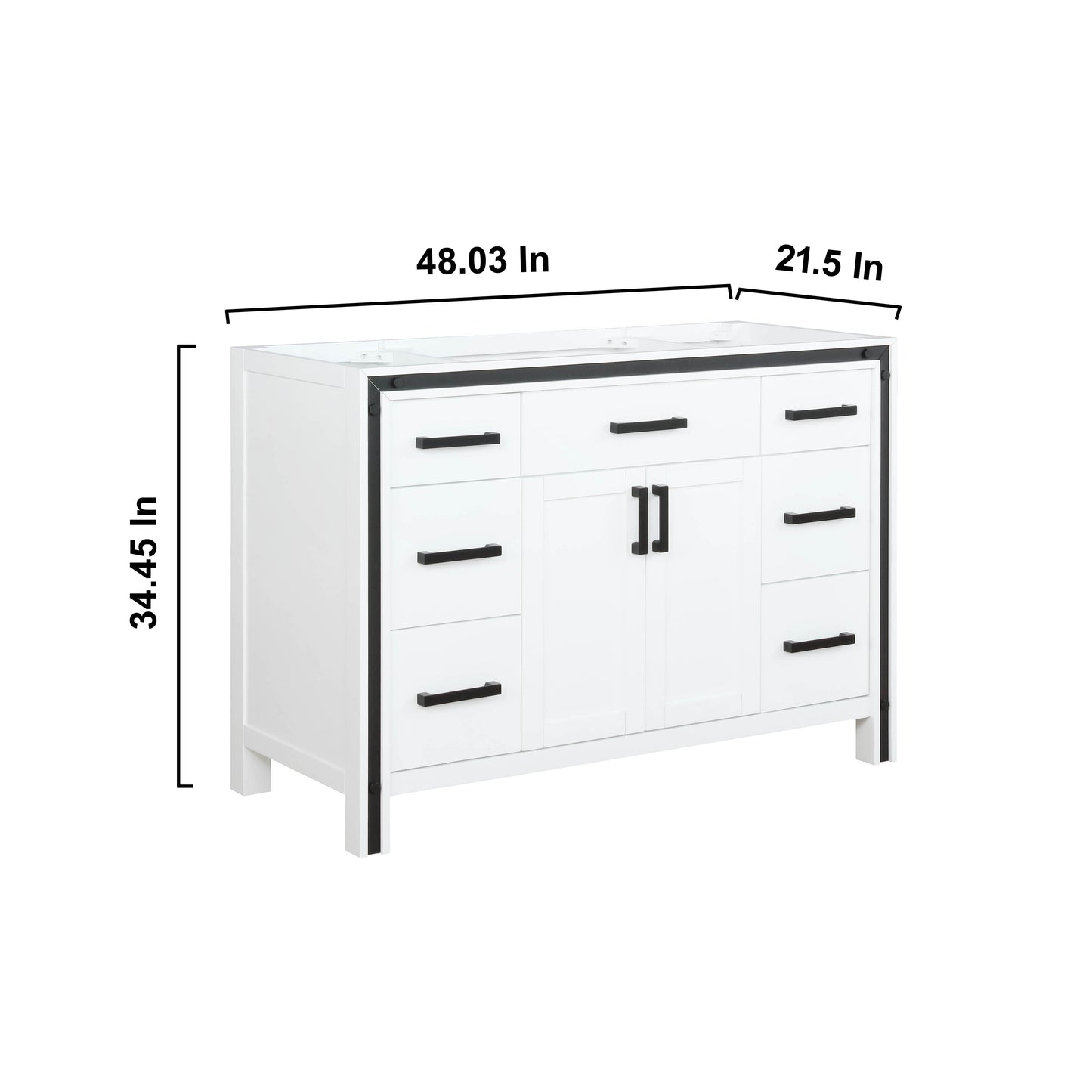 Ziva 48" White Vanity Cabinet Only
