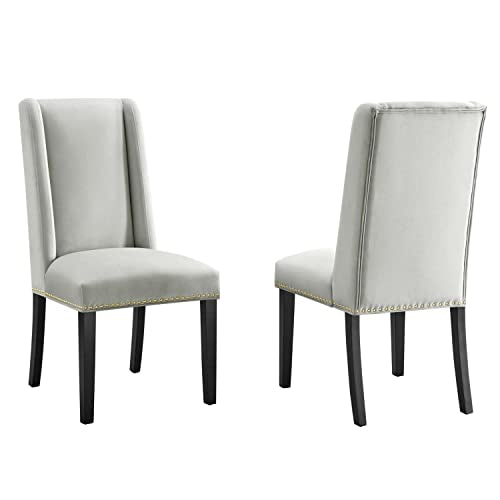 Modway Baron Velvet Set of 2 Dining Chairs with Light Gray Finish EEI-5012-LGR