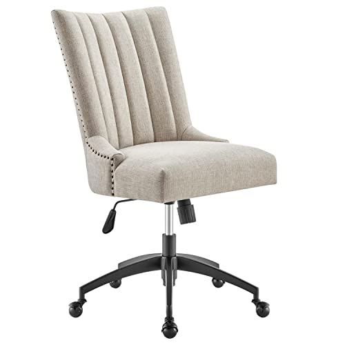 Modway Empower Channel Tufted Fabric Office Chair in Black Beige