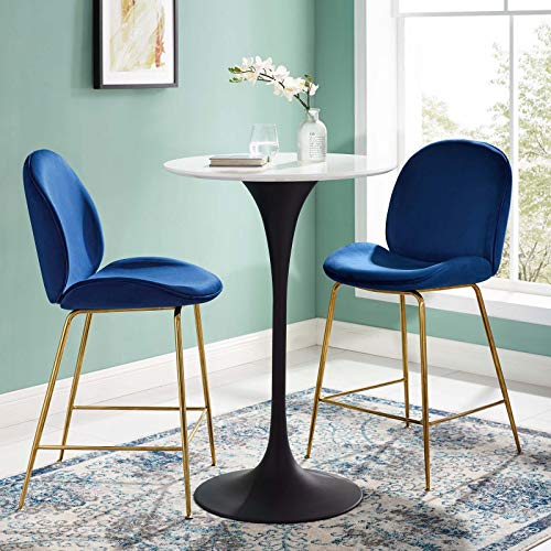 Modway EEI-1825-WHI Lippa Mid-Century Modern Round Bar Table with Pedestal Base, 28"