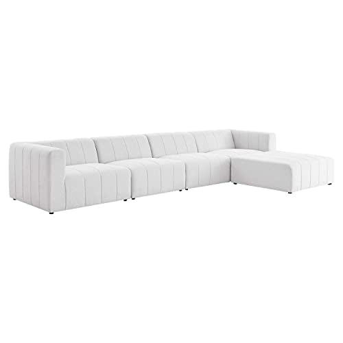 Modway Bartlett Channel Tufted Upholstered 5-Piece Sectional Sofa, Ivory