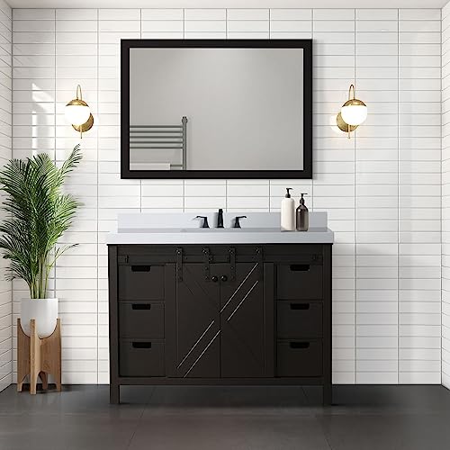 Lexora Marsyas Bath Vanity, Cultured Marble Countertop and Faucet Set
