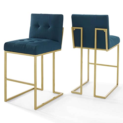 Modway Privy Stainless Steel Performance Velvet Bar Stool Set of 2