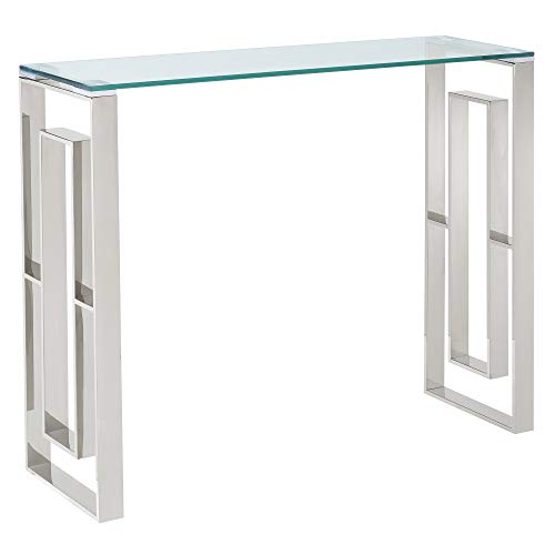 Whi Contemporary Console, Sofa, Glass and Chrome TABLE, SILVER