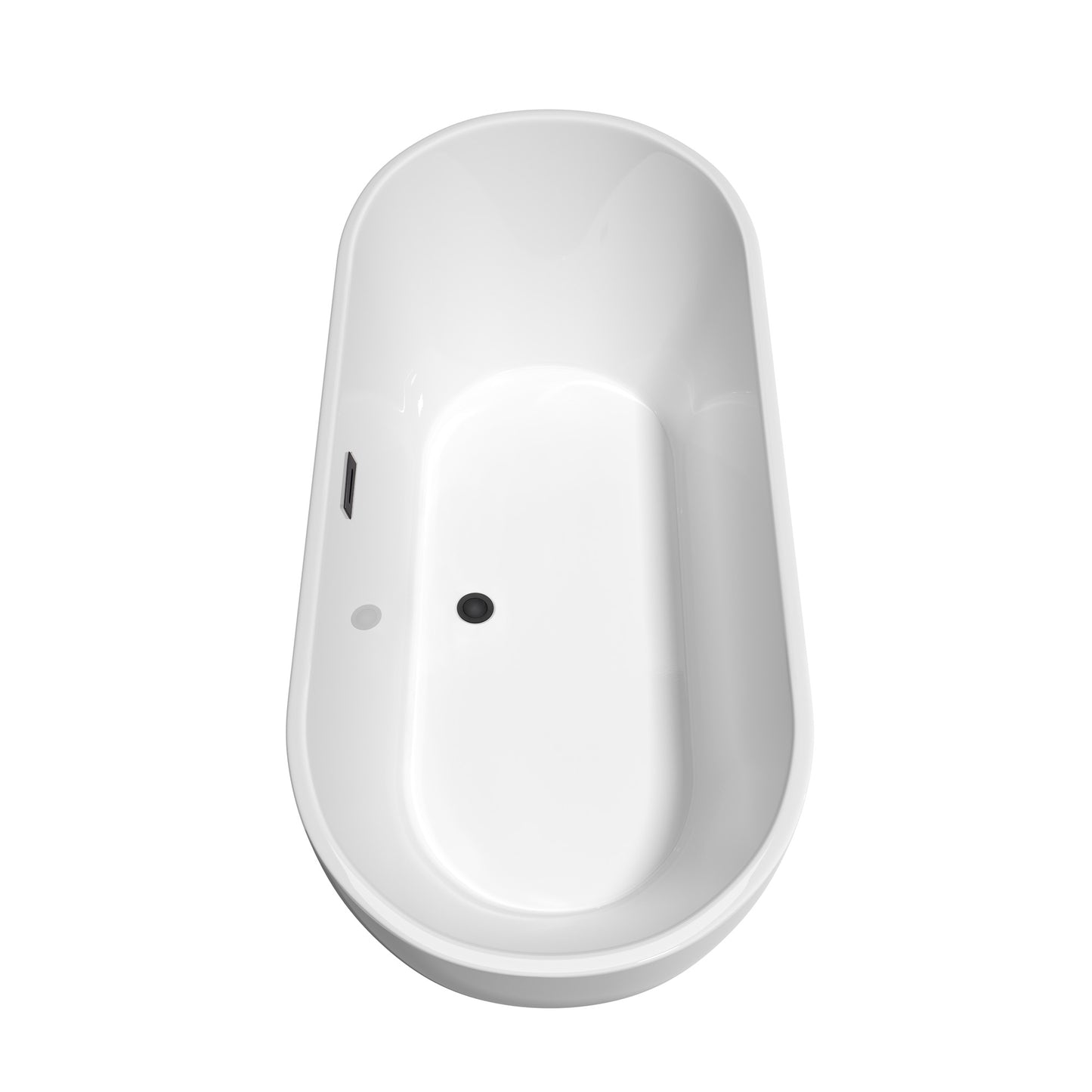 Brooklyn 67 Inch Freestanding Bathtub in White with Floor Mounted Faucet, Drain and Overflow Trim in Matte Black
