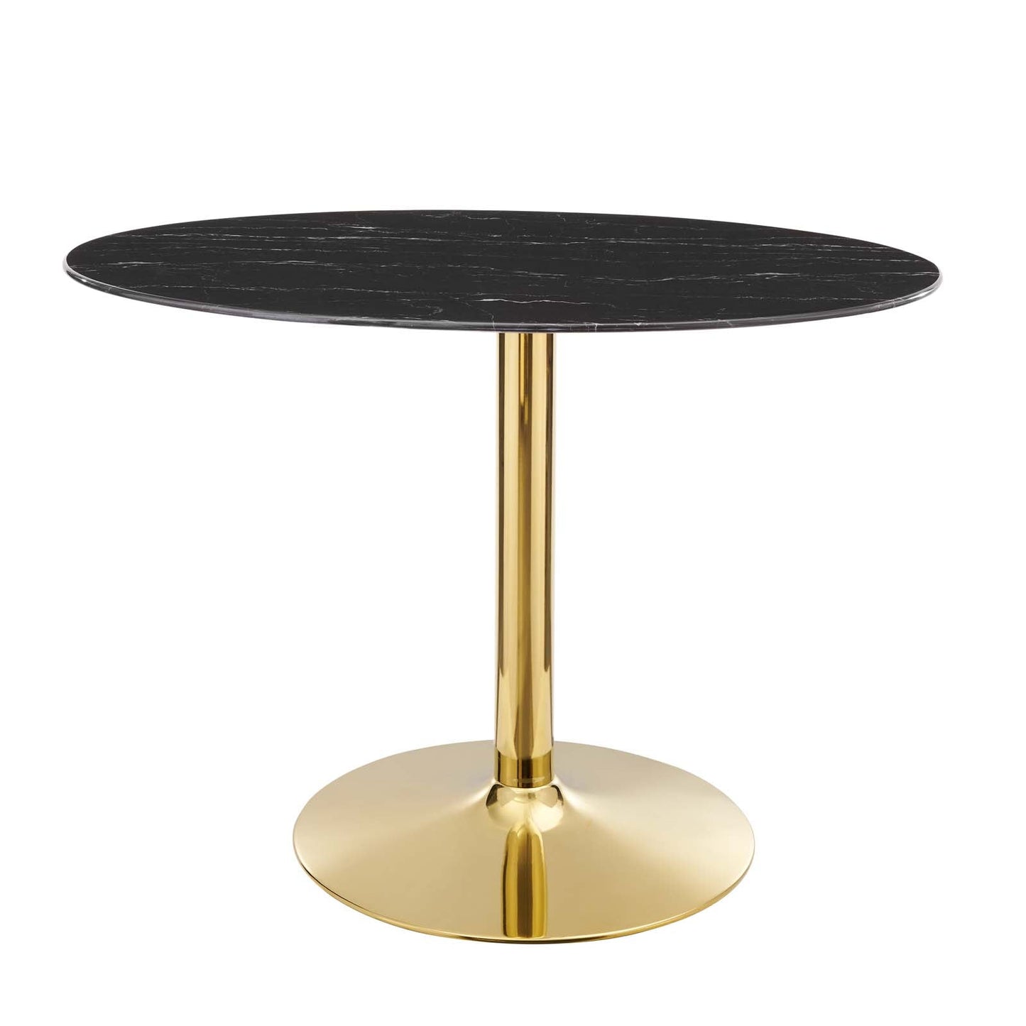 Modway Verne 42" Modern Artificial Marble & Metal Dining Table in Black/Gold