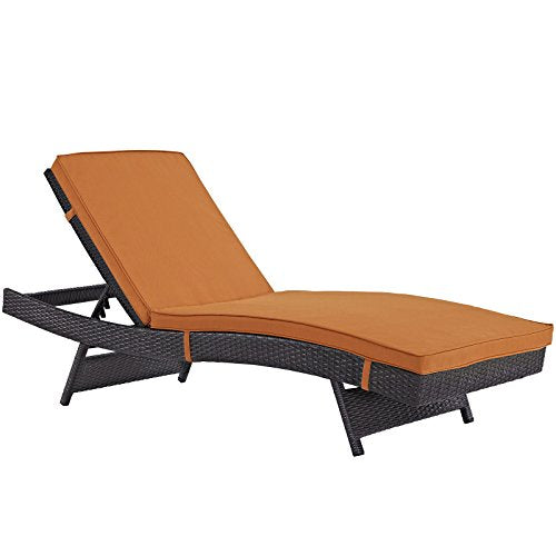 Modway Convene Wicker Rattan Outdoor Patio Chaise Lounge Chair in Espresso