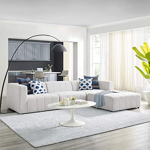 Modway Bartlett Channel Tufted Upholstered 4-Piece Sectional Sofa, Ivory