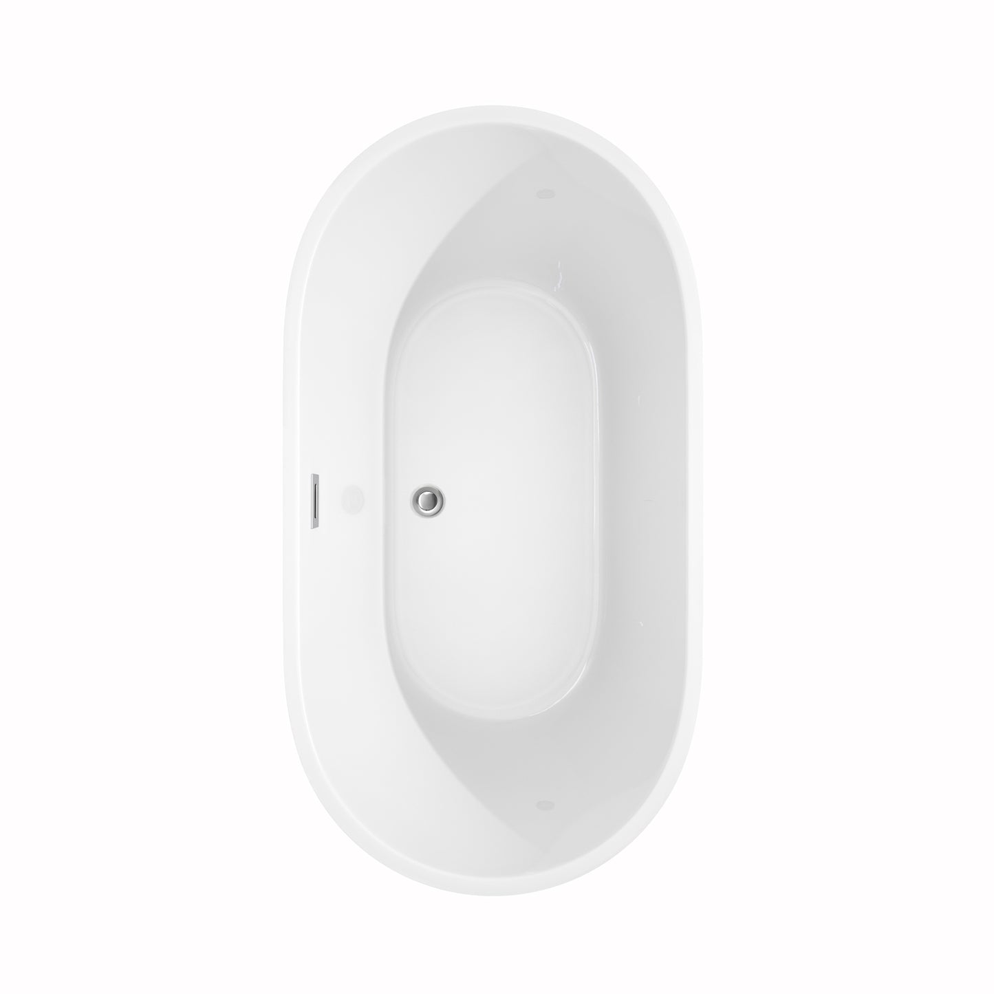 Carissa 60 Inch Freestanding Bathtub in White with Floor Mounted Faucet, Drain and Overflow Trim in Polished Chrome