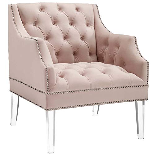 Modway Proverbial Tufted Button Accent Performance Velvet Armchair, Pink
