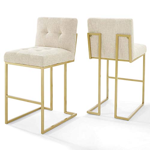 Modway Privy Stainless Steel Performance Velvet Bar Stool Set of 2