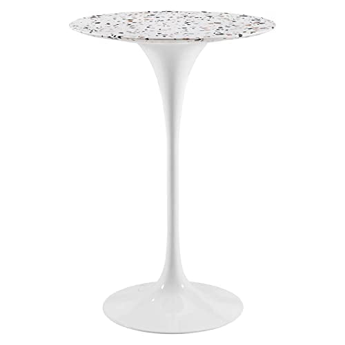 Modway White Lippa Round Terrazzo Bar Table EEI-5707-WHI-WHI