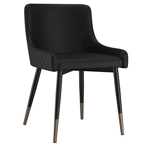 Corinth Set of 2 Modern Faux Leather and Metal Side Chair in Black