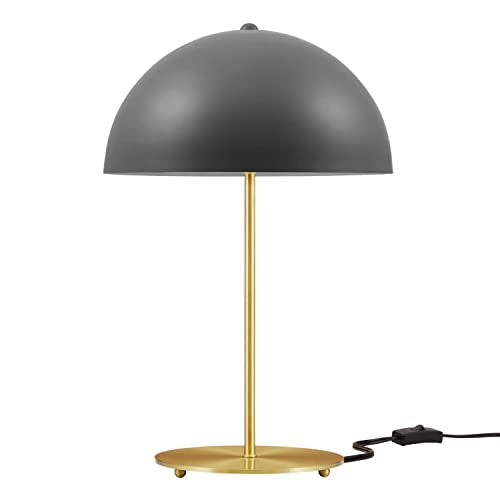 Modway Ideal Contemporary Iron and PVC Table Lamp in Gray/Satin Brass