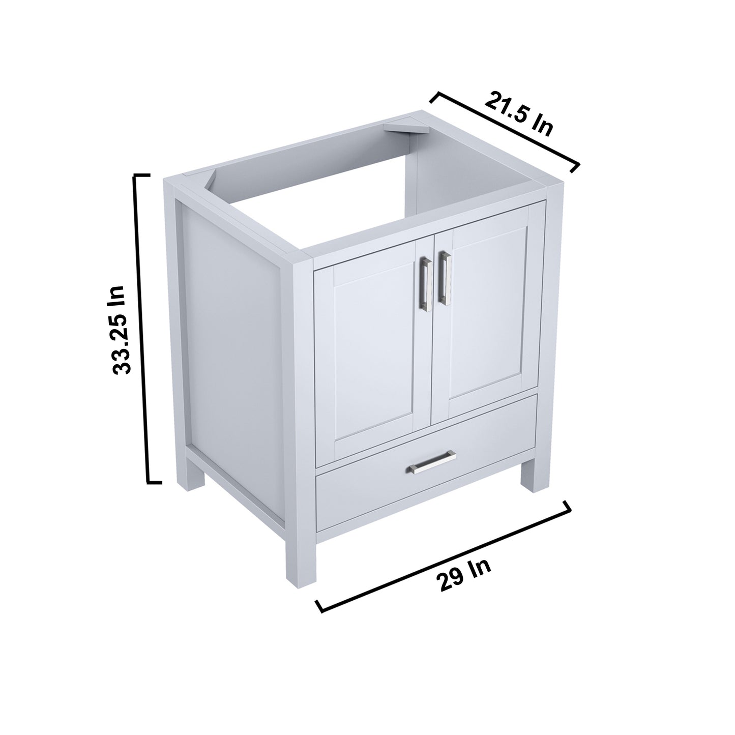 Jacques 30" White Single Vanity White, no Top and 28" Mirror