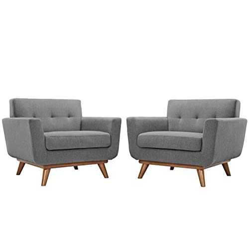 Modway Engage Mid-Century Modern Upholstered Fabric Armchair and Loveseat