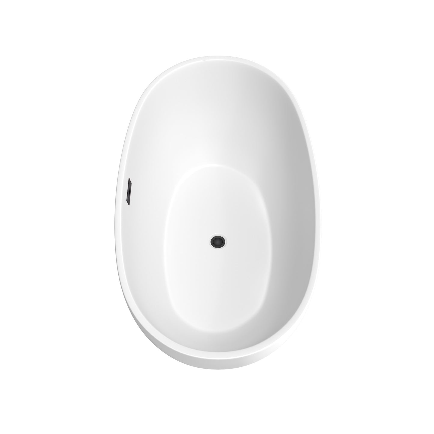 Juno 59 Inch Freestanding Bathtub in Matte White with Floor Mounted Faucet, Drain and Overflow Trim in Matte Black