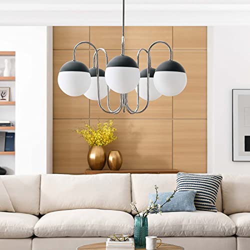 Modway Stellar 5-Light Chandelier in Opal Polished Nickel