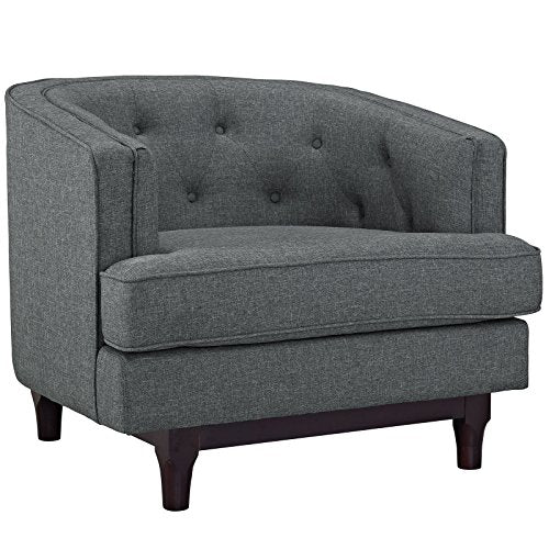 Modway Coast Fabric Upholstered Fabric Contemporary Modern Accent Arm Lounge Chair in Beige