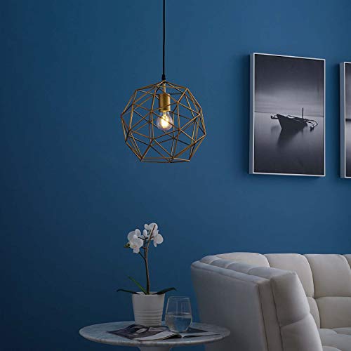 Modway Rarity Contemporary Modern Geometric Brass Metal Decagon-Shaped Ceiling Light Pendant Light Yellow