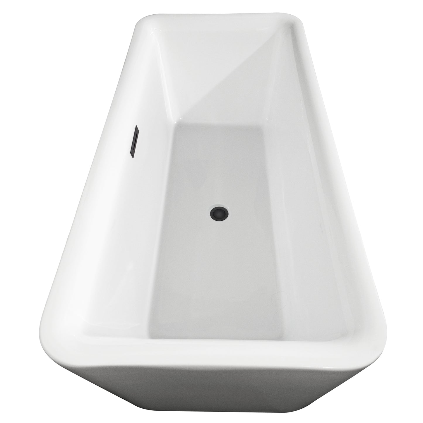 Emily 69 Inch Freestanding Bathtub in White with Floor Mounted Faucet, Drain and Overflow Trim in Matte Black