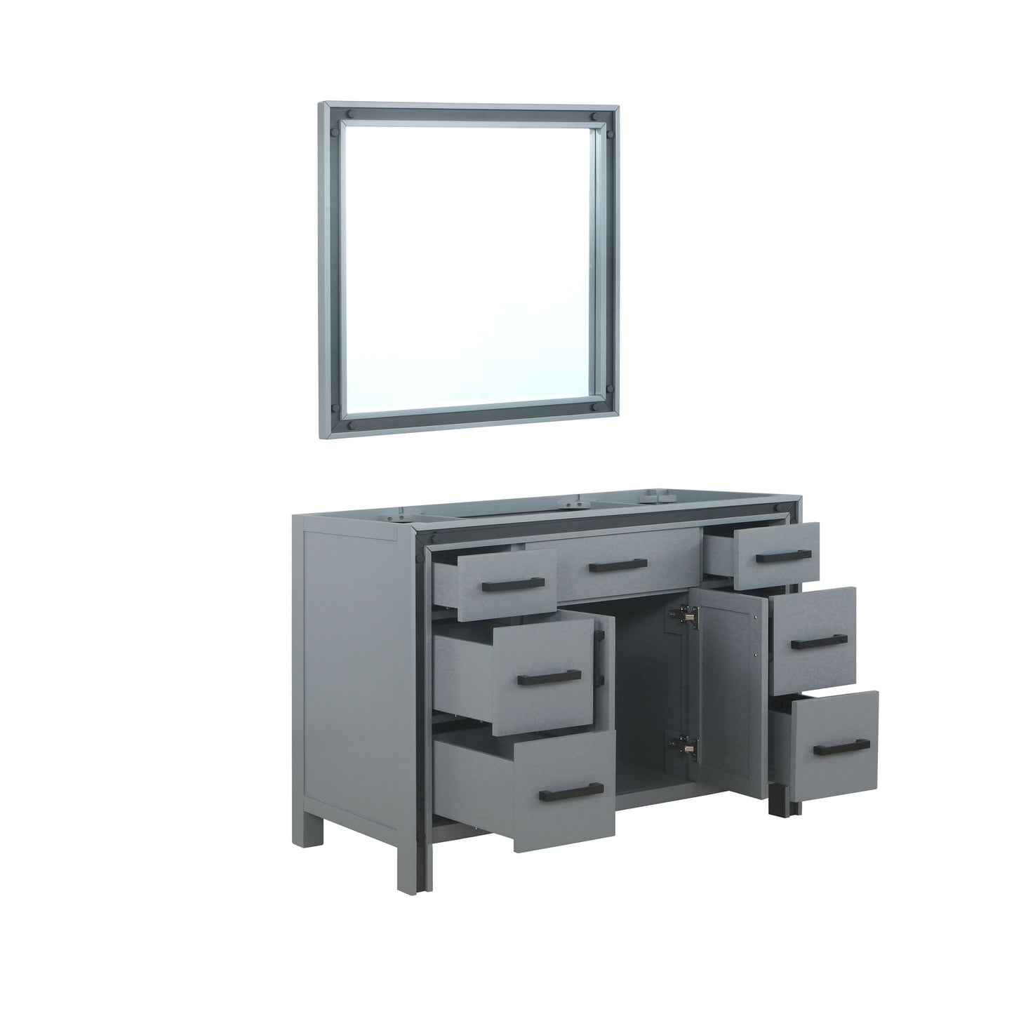 Ziva 48" Dark Grey Single Vanity, no Top and 34" Mirror