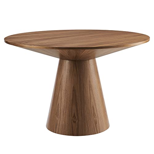 Modway Provision 47" Round Modern Style MDF Wood Dining Table in Walnut