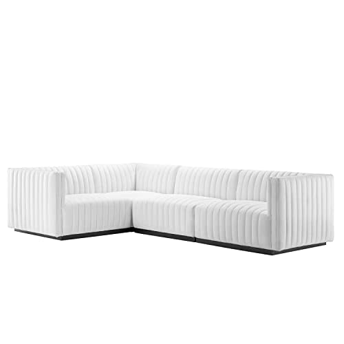 Modway Conjure 4-Piece L-Shaped Channel Tufted Fabric Sectional - Black/White