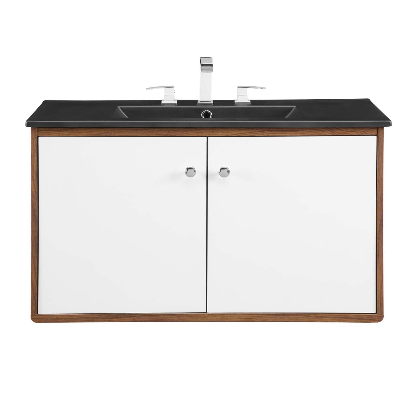 Modway Transmit 36" Wall-Mount Bathroom Vanity in Walnut Black