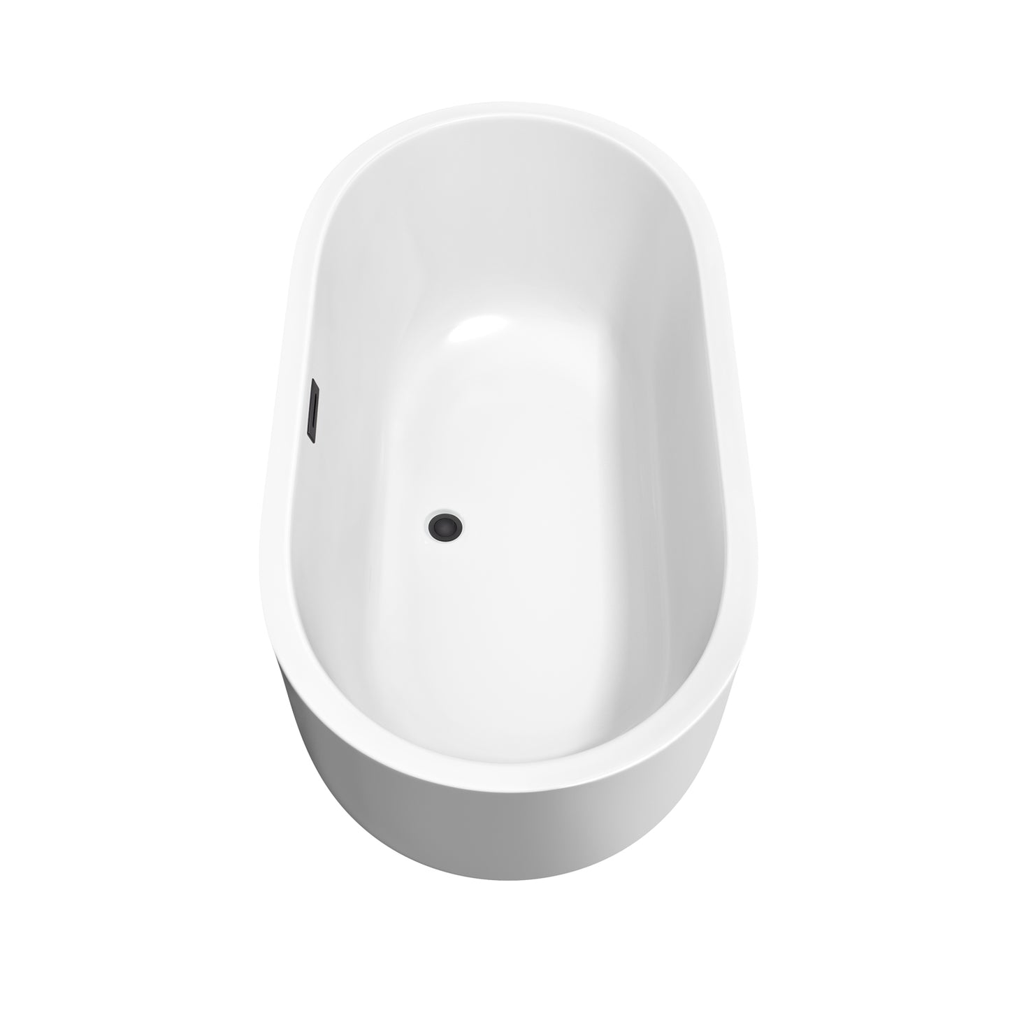 Juliette 60 Inch Freestanding Bathtub in White with Floor Mounted Faucet, Drain and Overflow Trim in Matte Black